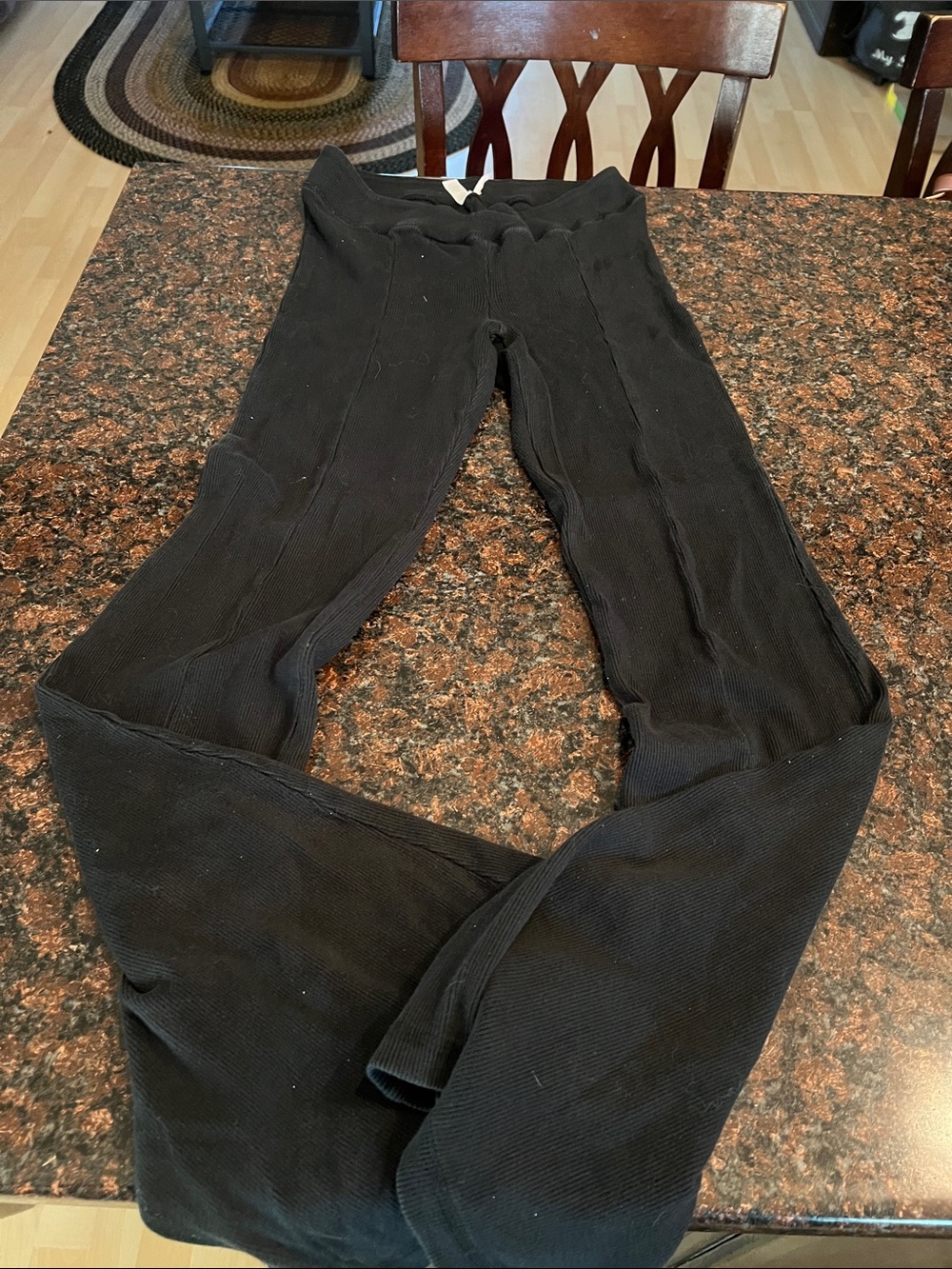 Women's Black Stretch Ribbed Flare Jeans